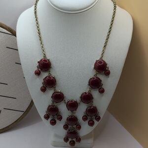 J. Crew Red Beaded Statement Necklace